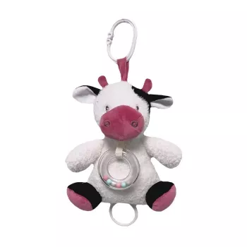 Carrossel musical TULILO modelo vaca, acabamento branco-bordô, 18 cm