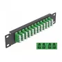 Patch panel de fibra ótica DeLOCK 10 polegadas 12 portas LC quad verde 1U preto