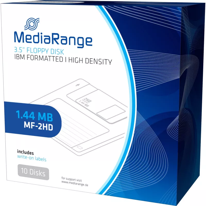 Disquetes MediaRange MR200 de 3,5 polegadas 1,44 MB, 10 unidades, pretos