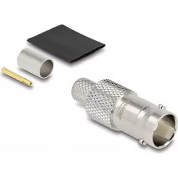 Ficha fêmea BNC coaxial DELOCK 91775 de crimpar para RG-6 com tubo termorretrátil