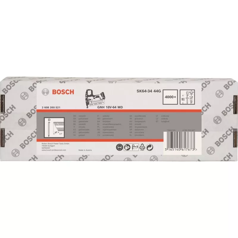 Pregos de acabamento Bosch 34° 1,8/15g
