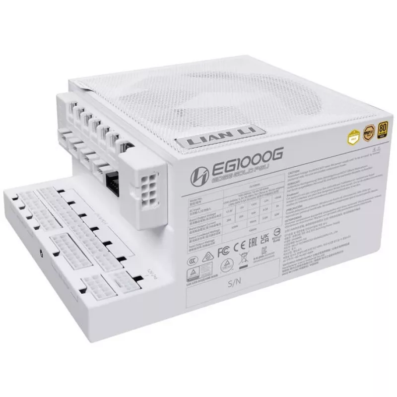 Fonte de alimentação Lian Li EDGE GOLD 1000, 1000 W, 80 PLUS Gold, ATX 3.1, PCIe 5.1, hub USB