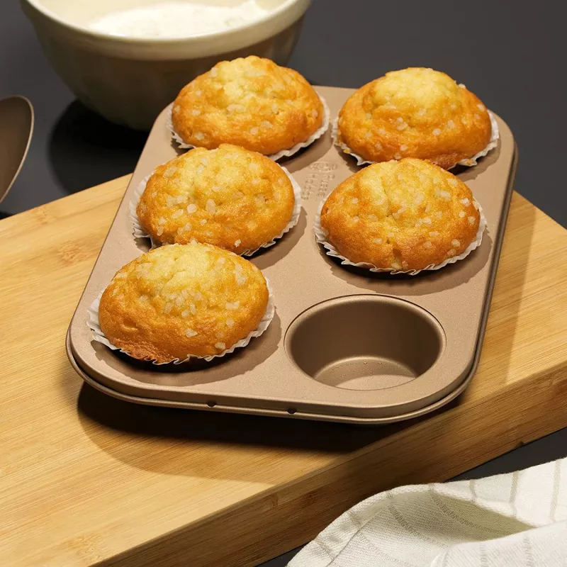 Máquina de muffins Russell Hobbs RH02151GEU7 dourada antiaderente, máquina elétrica de muffins para bancada
