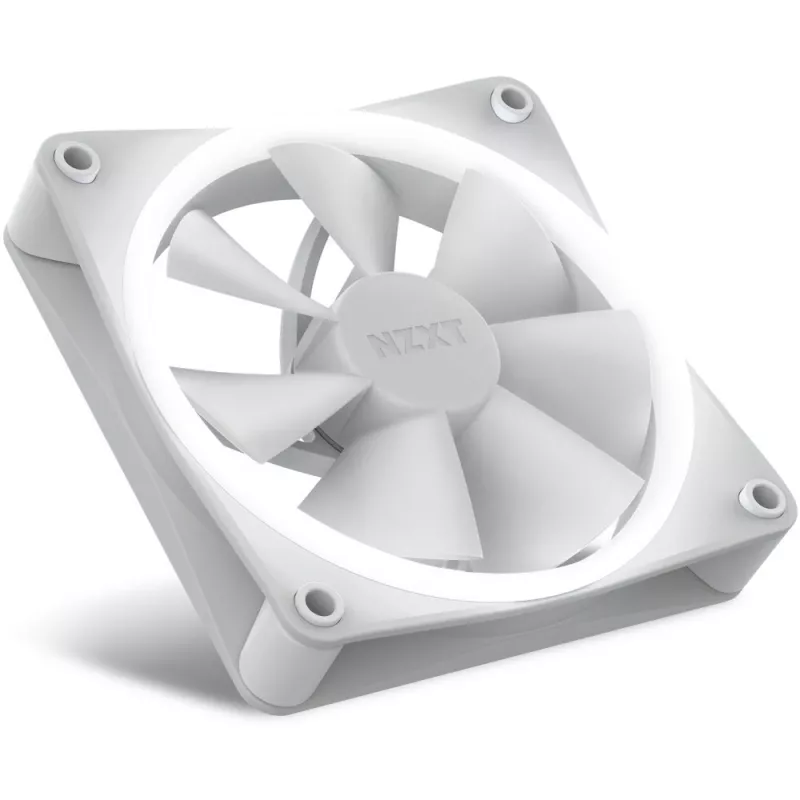 Ventoinha de caixa NZXT F120 RGB 120 mm branca, 4 pinos, 1800 rpm, 50,18 CFM, 18 LEDs