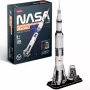 Puzzle 3D cubicfun modelo de foguetão Apollo Saturn — kit de montagem educativa à escala