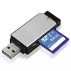 Hama 123900 leitor de cartões USB 3.0 SD/microSD, alumínio, preto/prateado