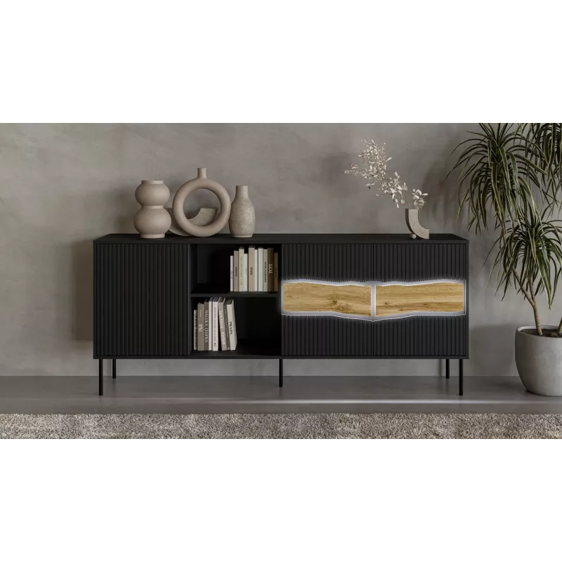 Cómoda Cama INSERTO 3D1W 190x40x80 preta + LED