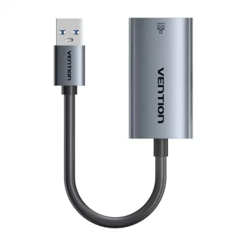 Adaptador USB para Gigabit Ethernet Vention CEZ – interface host USB com fios, 1000 Mbit/s, cinzento