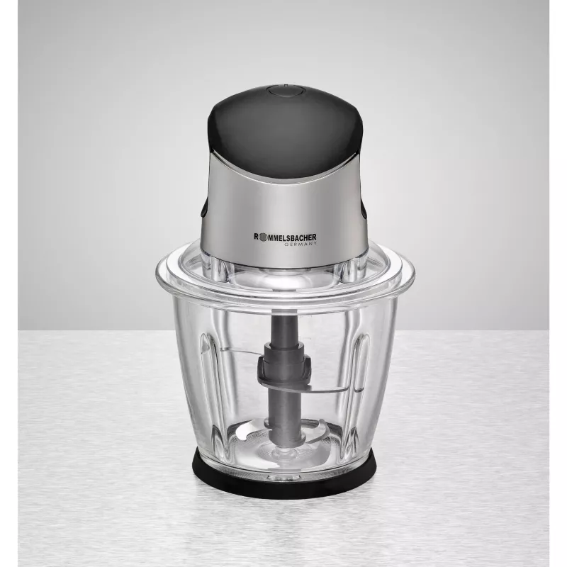 Trituradora elétrica Rommelsbacher MZ 500 — 1,5 L, 500 W, Aço inoxidável preto