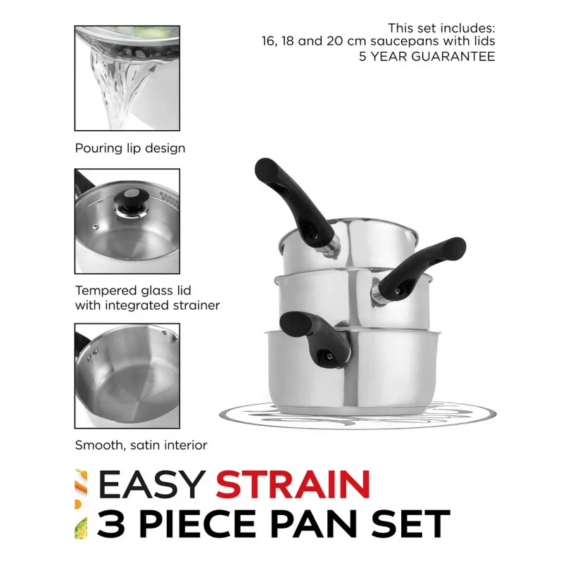 Russell Hobbs RH00542EU7 Easy Strain conjunto de 3 panelas