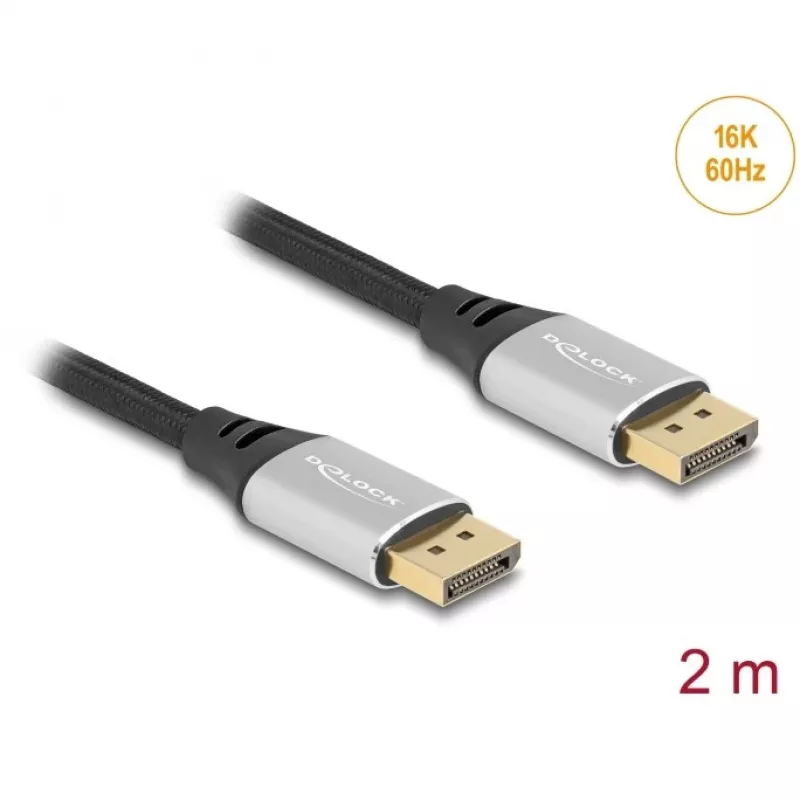 Cabo DisplayPort DeLOCK 16K 60 Hz 2 m prateado metal