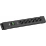 Régua de tomadas Bachmann CONNECTUS com 6×CEE 7/3, 1×SPD-Plus proteção contra sobretensões, 1×interruptor, cabo de 2,0 m, preto