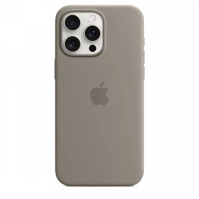 Capa de silicone com MagSafe para iPhone 15 Pro Max – clay