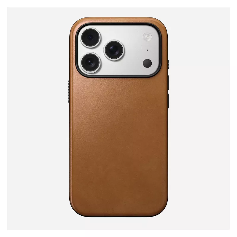 Capa para telemóvel Nomad Modern Leather Case para iPhone 17 Pro, 16 cm (6,3 polegadas), tan, couro e PC/TPU