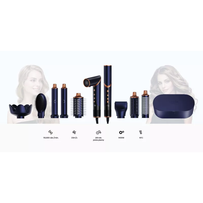 Multistyler Secador de cabelo e modelador de caracóis Lovio LVHS001BL com função combinada de ar quente e styling