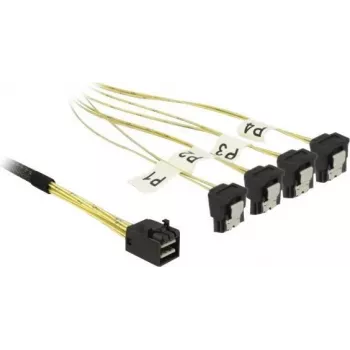 Delock Cabo Mini SAS HD SFF-8643 para 4x SATA 7 pinos, angular, 0,5 m