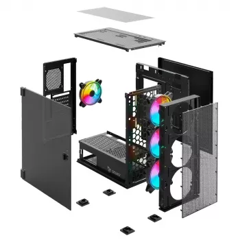 Caixa para PC SAVIO Raptor X1 ARGB vidro/mesh preto