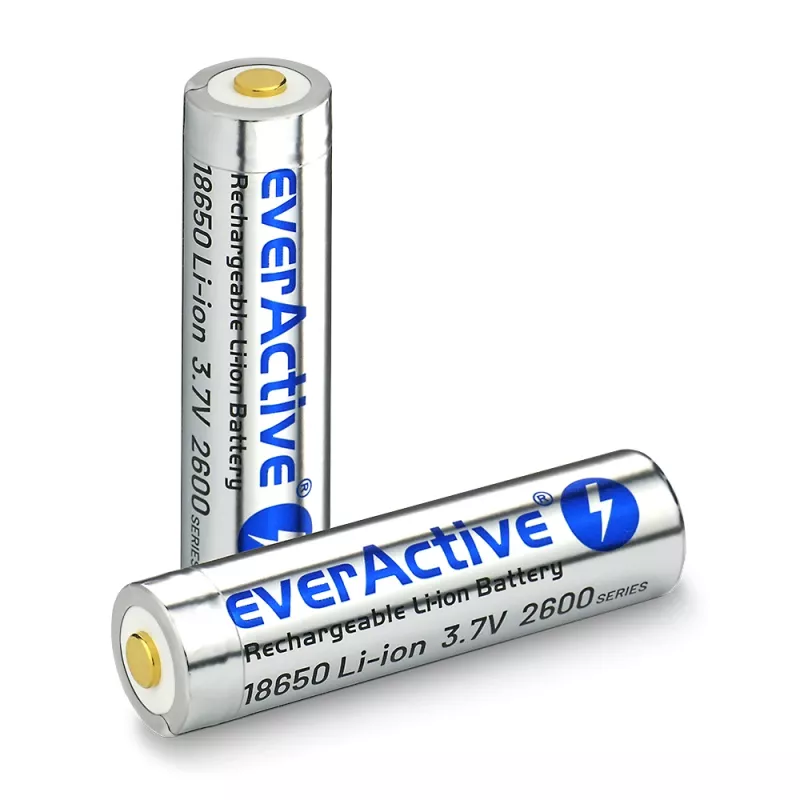 Pilha everActive 18650 3.7V Li-ion 2600mAh micro USB com proteção BOX