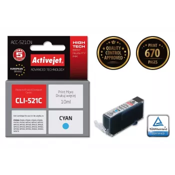 Activejet ACC-521CN tinta, substitui Canon CLI-521C, Supreme, 10 ml, ciano