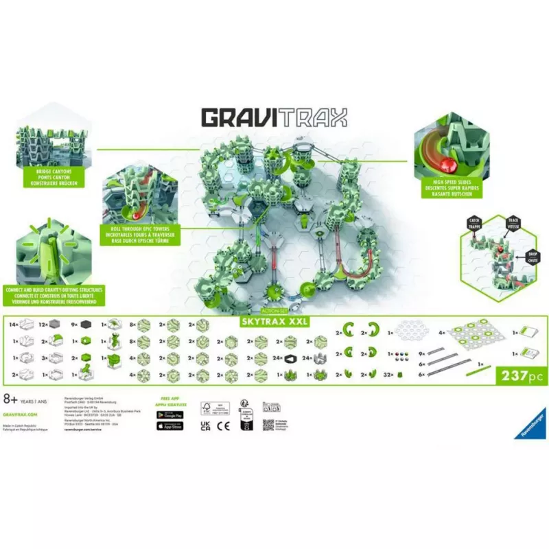 Conjunto de ação para pista de berlindes Ravensburger GraviTrax Action Set XXL Skytrax, extensão de percurso