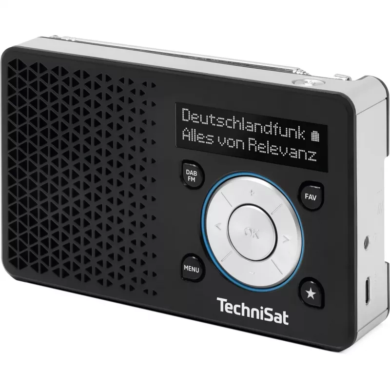 TechniSat DigitRadio 1 A 0100/4997 rádio digital, DAB+/FM, RDS, 40 estações memorizáveis, função de aviso ASA, preto/prateado
