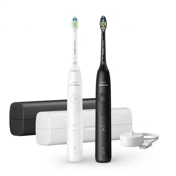 Escova de dentes sónica recarregável Philips série 5500 HX7119/02 – 2 pegas, 2 cabeças de escova, bateria de iões de lítio, Daily care & Whitening