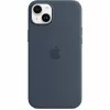 Capa de silicone Apple iPhone 14 Plus MagSafe azul tempestade