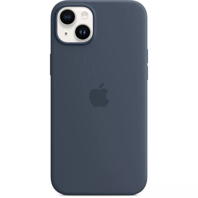Capa de silicone Apple iPhone 14 Plus MagSafe azul tempestade