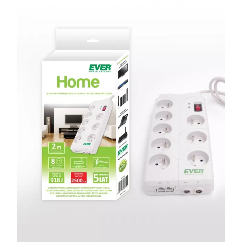 Proteção contra sobretensão Home 2m 8 tomadas