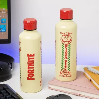 Garrafa desportiva Paladone Fortnite Metal PP14736FO 500 ml, acabamento metálico, tampa de rosca
