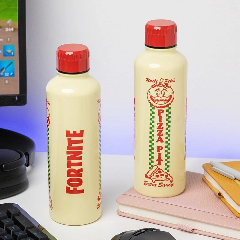 Garrafa desportiva Paladone Fortnite Metal PP14736FO 500 ml, acabamento metálico, tampa de rosca