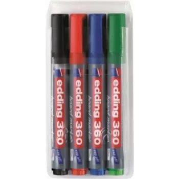 Marcador permanente Edding 360 ponta de pincel conjunto de 4 unid. — preto, azul, verde, vermelho