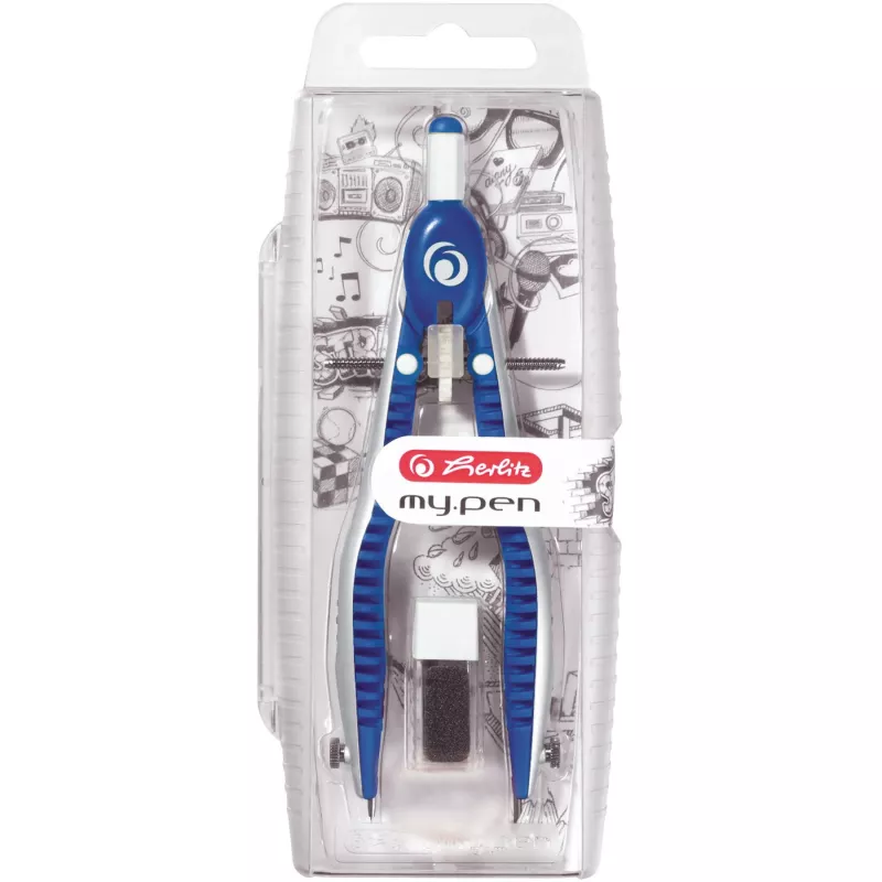 Herlitz my.pen compasso de ajuste rápido, azul/branco
