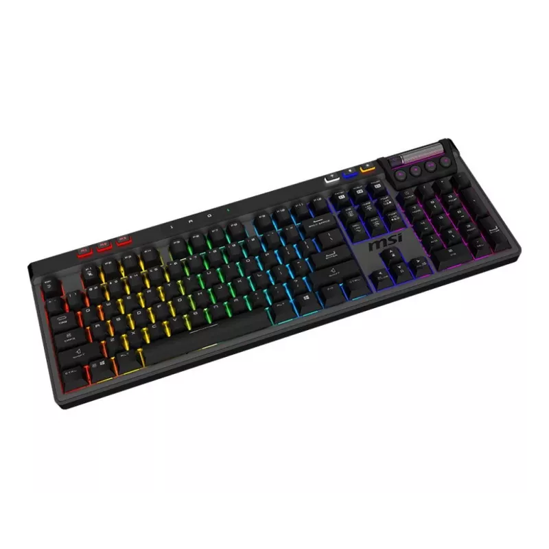 Teclado gaming mecânico MSI Strike Pro W Silent layout US iluminação RGB, com fios, interruptores táteis Silent