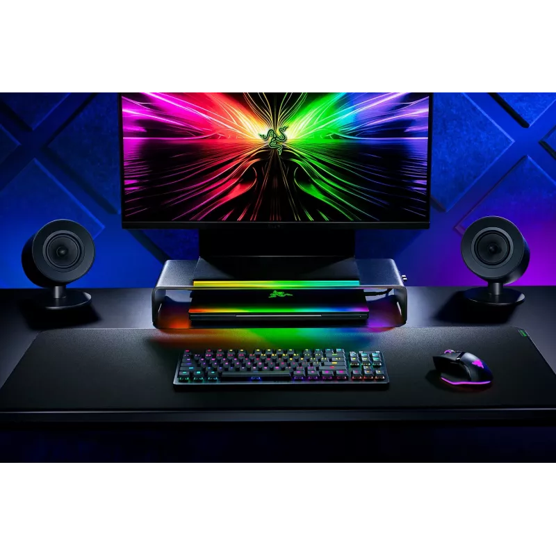 Razer Monitor Stand Chroma RC21-02320100-R3M1 suporte para monitor com dock USB-C integrada, HDMI, iluminação Razer Chroma