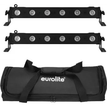 Conjunto de barras LED EUROLITE 2x LED BAR-6 QCL RGBW com bolsa macia