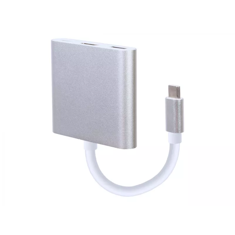 Adaptador gráfico USB GEMBIRD A-CM-HDMIF-02-SV, saída HDMI, até 3840×2160, prateado, 58,5×51×11,6 mm