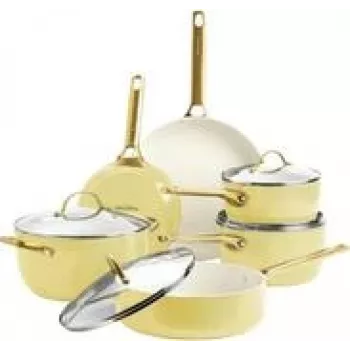 Conjunto de cozinha GreenPan Padova Reserve 10 peças — alumínio, amarelo, inclui 3 panelas e 2 frigideiras