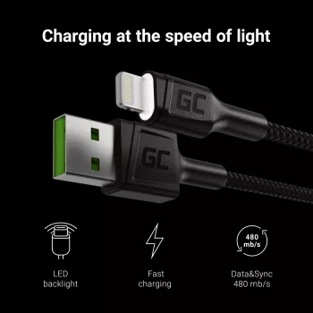 Cabo Lightning Green Cell KABGC05 1,2 m preto