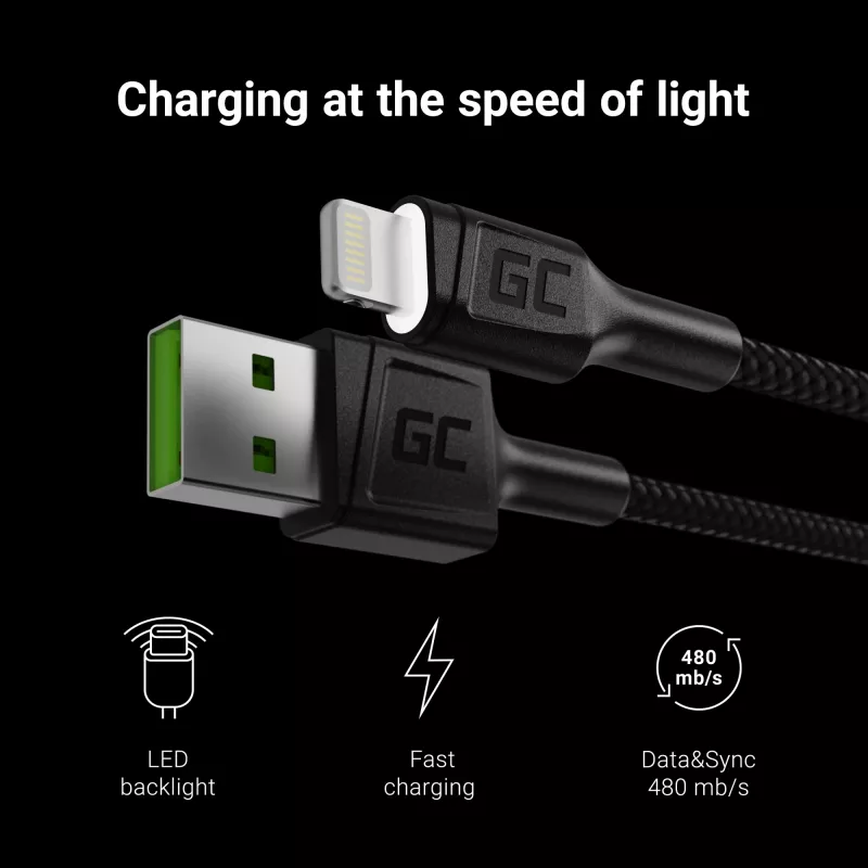 Cabo Lightning Green Cell KABGC05 1,2 m preto