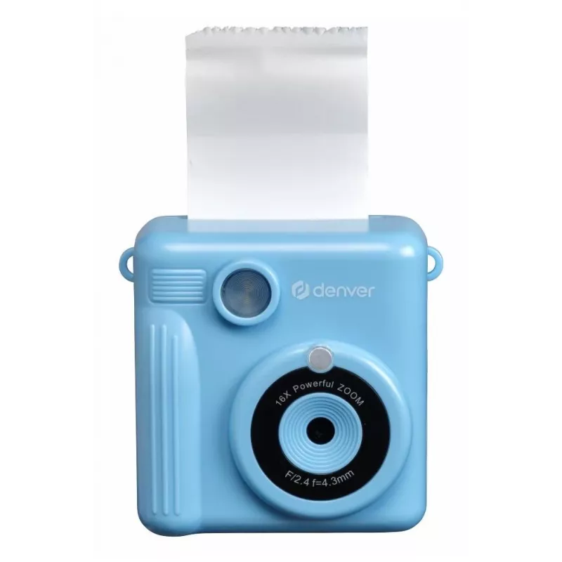 Denver KPC-1363BU Câmara de impressão instantânea para crianças Dino com impressora térmica, 20 MP, azul