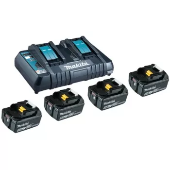Makita - carregador + bateria 4 x - Li-Ion - 5 Ah - 90 Wh - carregar 2 x bateria - para Makita DEADML801, DEADML810, DHP482, DJN161, DJS101, DSS501, DTD171, DUC254, DVR450, M
