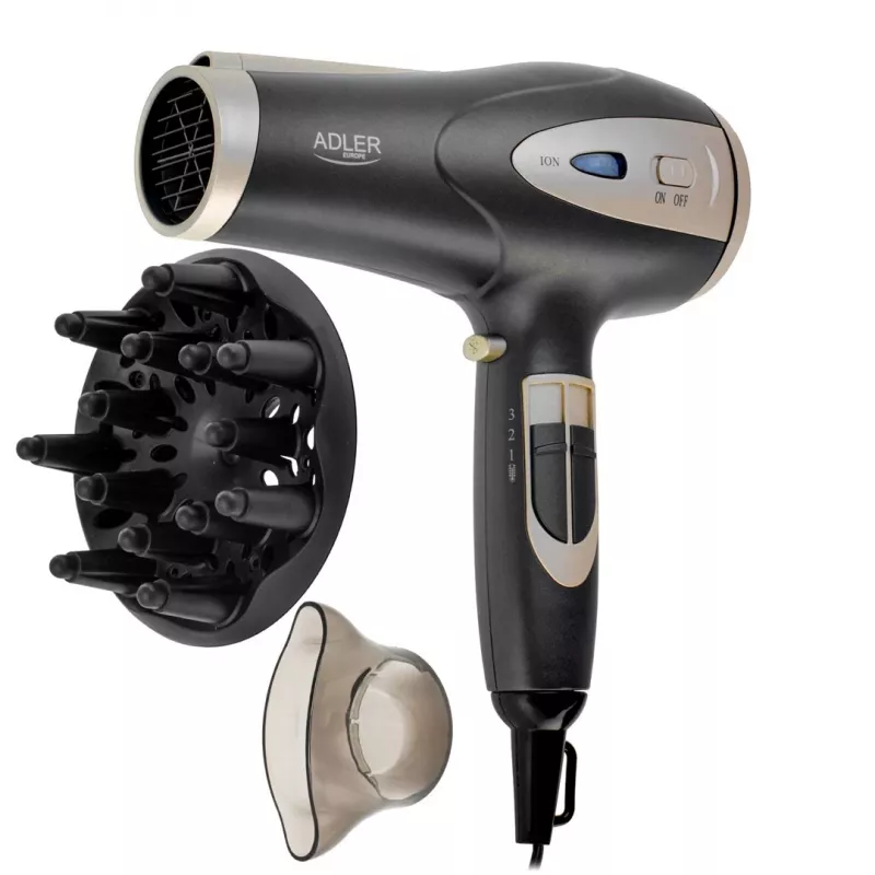 Secador de cabelo Adler AD 2248gc 2200W — iónico, 2 velocidades, 3 temperaturas, jato frio, difusor, concentrador, cabo de 1,8 m