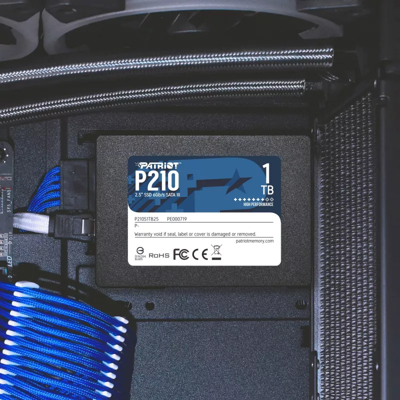 SSD SATA III de 2,5 polegadas PATRIOT P210 1 TB – 500 MB/s de leitura, 400 MB/s de escrita, 7 mm de altura