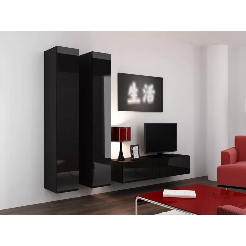 Armário fechado Cama VIGO '180' 180/40/30 preto/preto brilhante