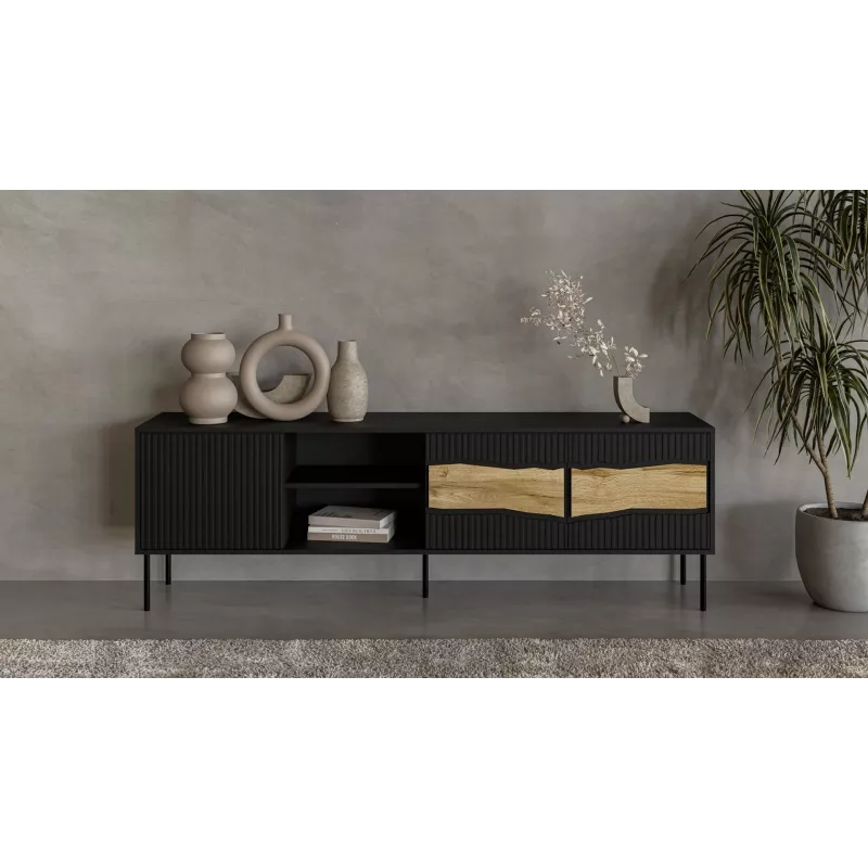 Móvel de TV cama meble INSERTO 3D1W 190x40x62 cm preto com LED