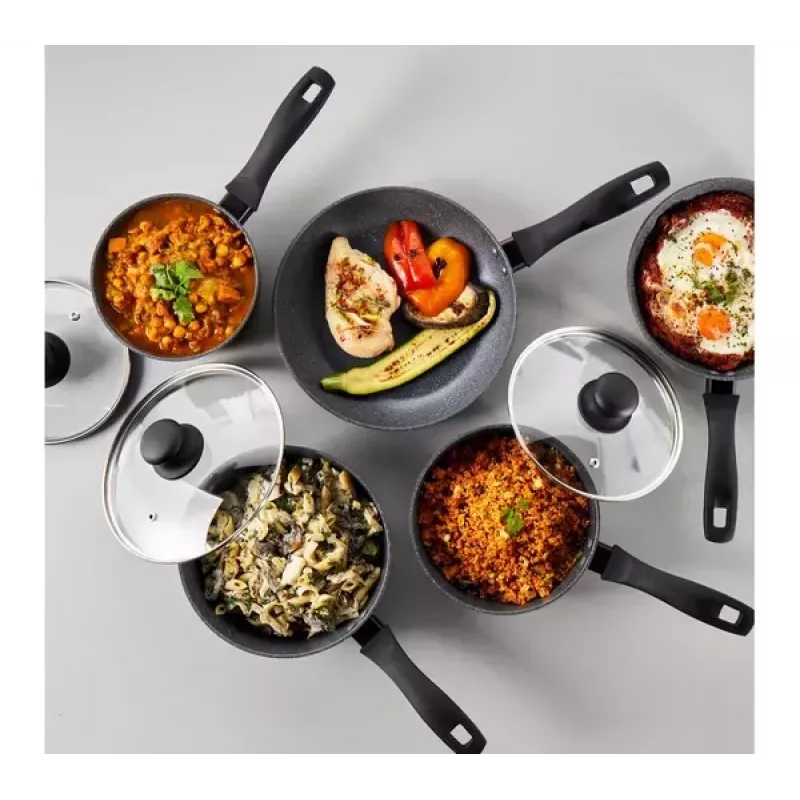 Conjunto de 5 frigideiras Russell Hobbs Metallic Marble RH02814EU7 – revestimento antiaderente, vários tamanhos