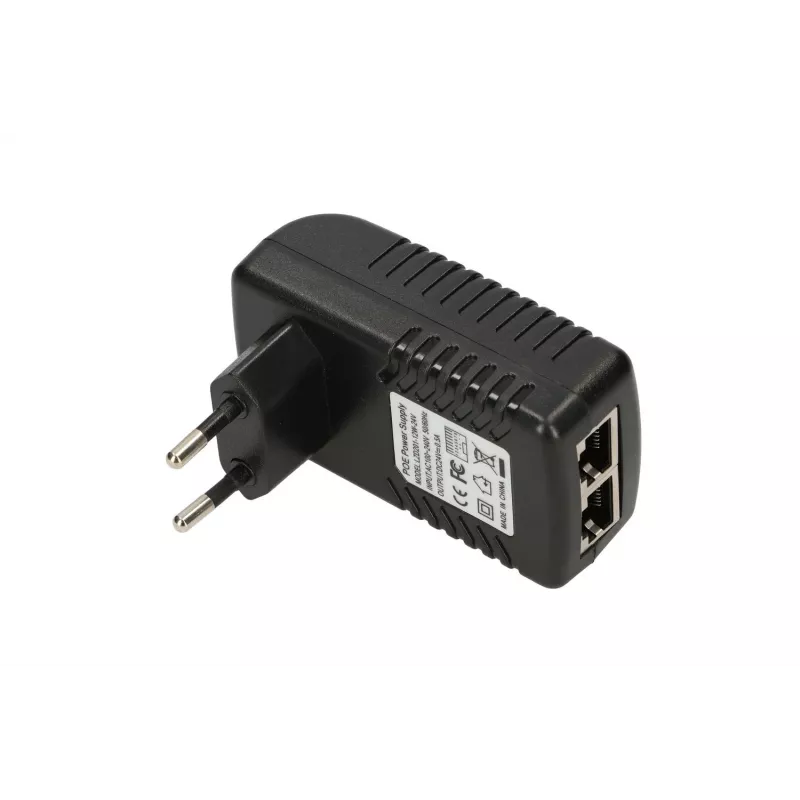 Fonte de alimentação PoE Extralink POE-24-12W 24V 0,5A 12W, ficha de parede interior, preta