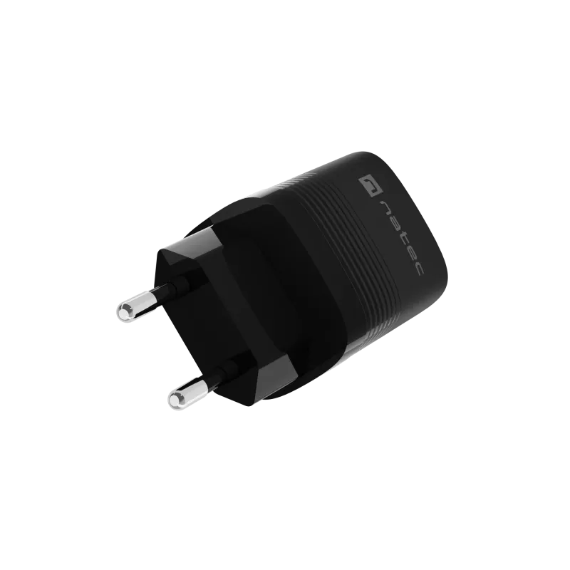Carregador com fio NATEC para dispositivos móveis NUC-2141, 30W, USB-C PD 3.0 + USB-A QC 3.0, 110–240V, preto