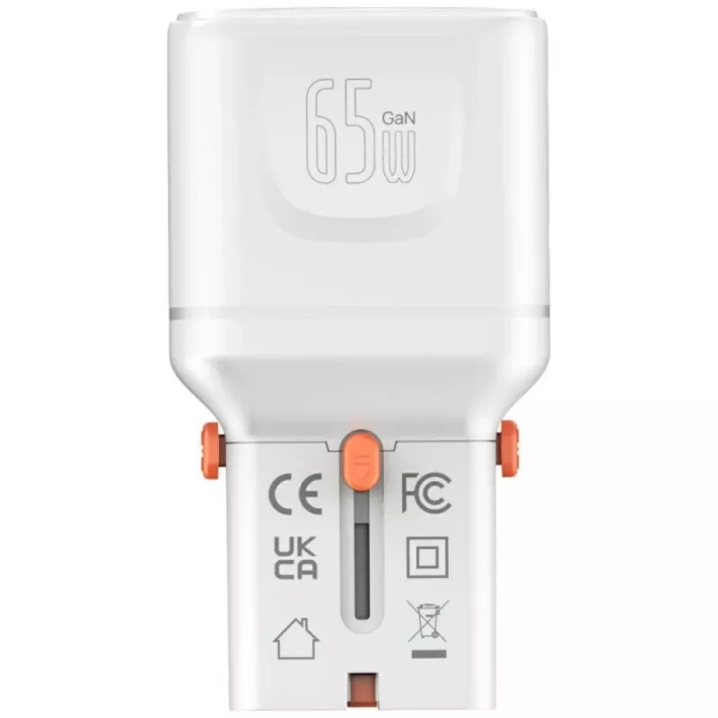 Carregador de viagem World 65W USB-C + USB-A branco